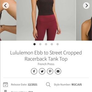Sold !!Lululemon Ebb to street crop French press size 12